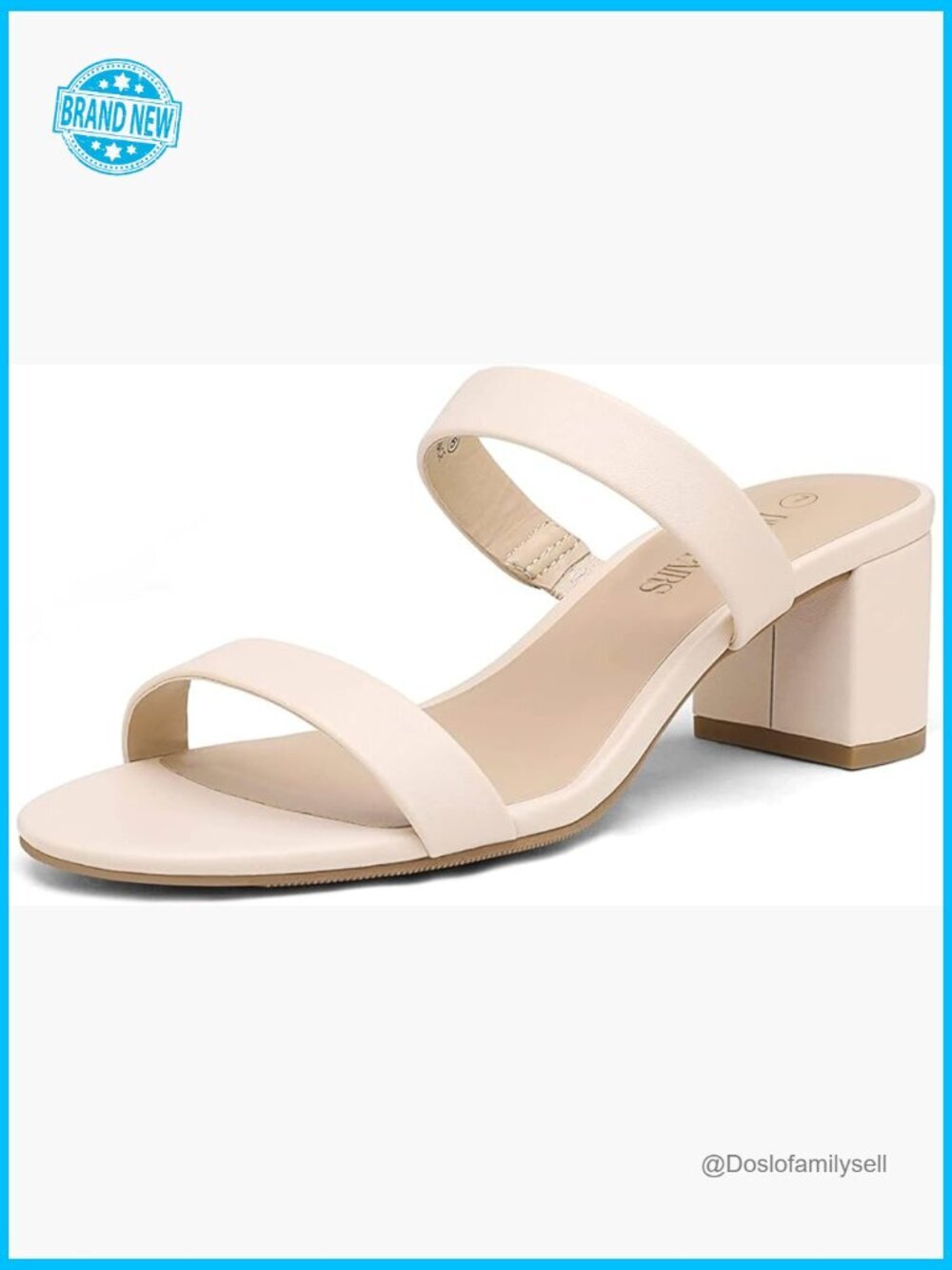 Two Strap Open Toe Block Chunky Heels Sandals Dress Pumps Summer Mules Slip On